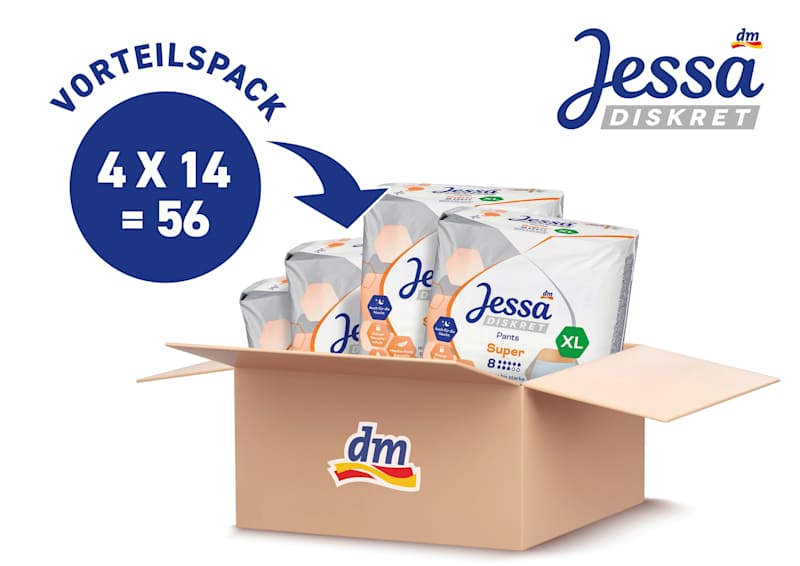 Jessa DISKRET Culottes incontinence Super taille XL pack avantageux (4x14 pcs), 56 pcs