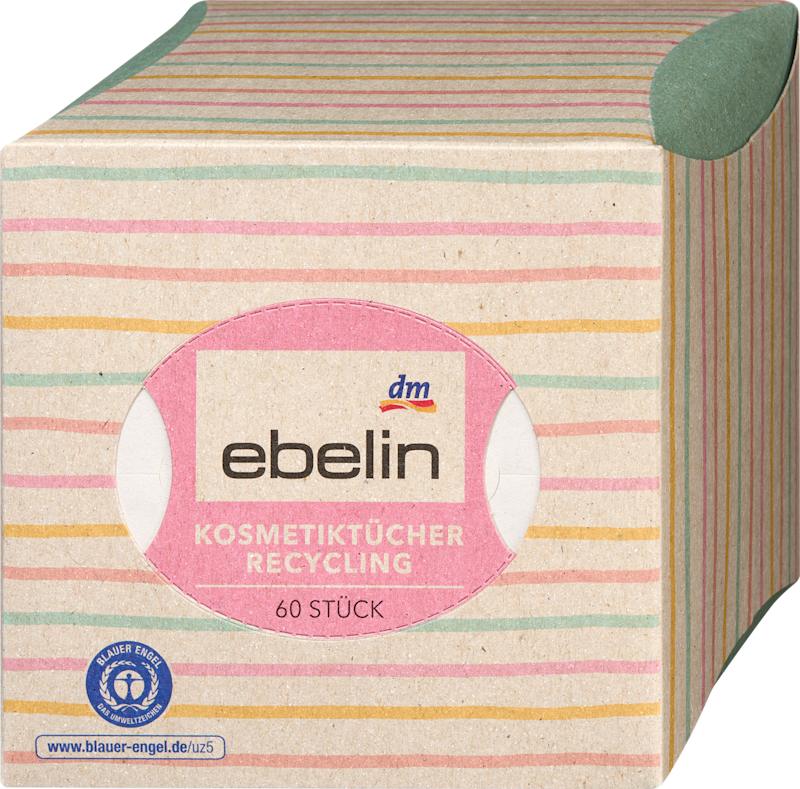 ebelin mouchoirs cosmétiques recyclés 3 plis, 60 pièces