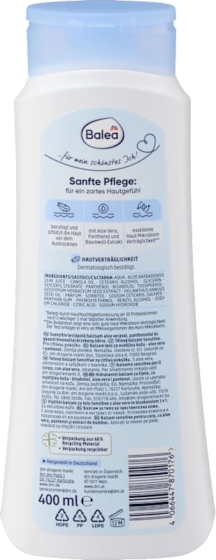 Balea Baume corporel Sensitive 400 ml