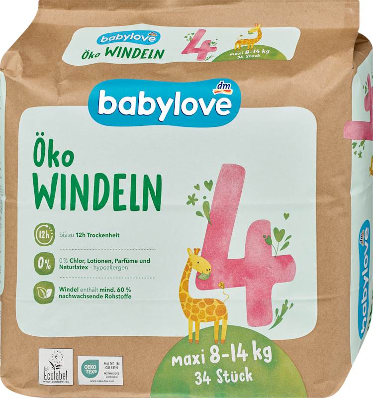 babylove Couches Öko taille 4 maxi (8-14 kg) 34 pièces