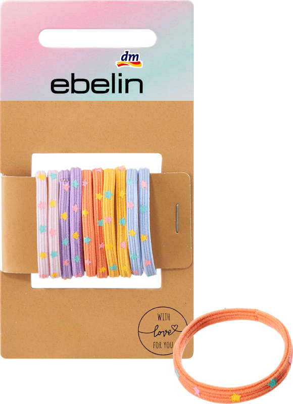ebelin Élastiques cheveux enfant colorés avec étoiles, 10 pièces