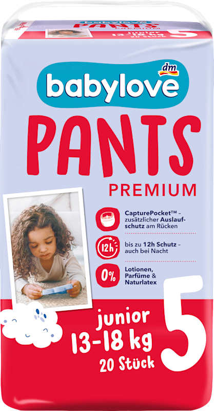 babylove culottes Premium T.5 junior 13-18 kg 20 pièces