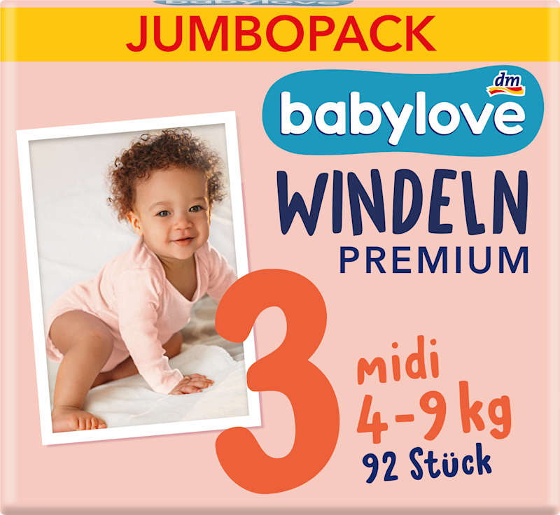 babylove Couches Premium T. 3 midi 4-9 kg Jumbopack 92 pièces