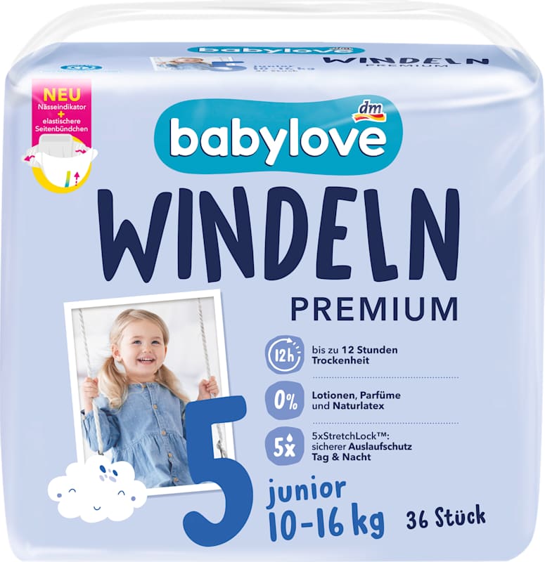 babylove couches Premium T.5 junior 10-16 kg 36 pièces