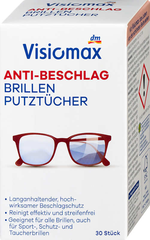 Visiomax lingettes lunettes anti-buée 30 pièces