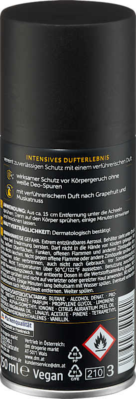 Balea MEN Déo Spray Corporel Golden Intense, 150 ml