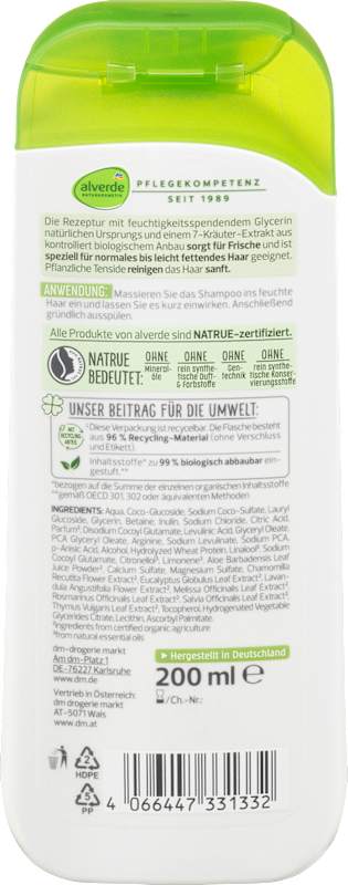 alverde NATURKOSMETIK Shampoing aux herbes 200 ml