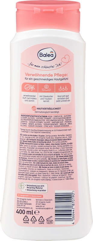 Balea Lait corporel Coco & Karité 400 ml