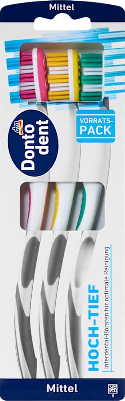 Dontodent brosse à dents Haut Bas medium, 3 pc