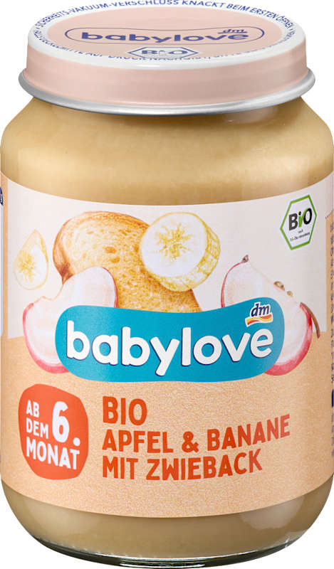 babylove fruits & céréales pomme avec biscotte dès le 6e mois, 190 g