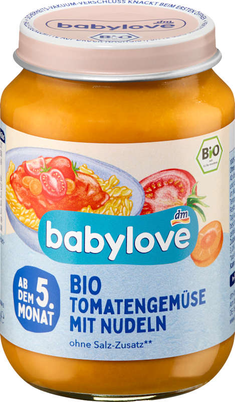 babylove Repas tomates et légumes aux pâtes dès le 5e mois, 190 g
