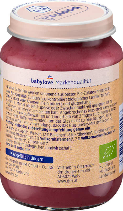 babylove Fruits & céréales muesli fraise-banane dans pomme dès 6 mois 190 g