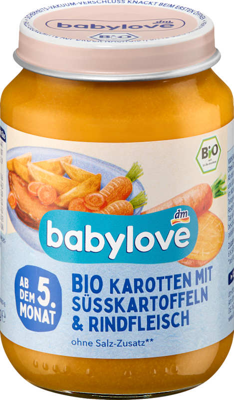 babylove menu carottes patate douce et bœuf dès 5 mois, 190 g