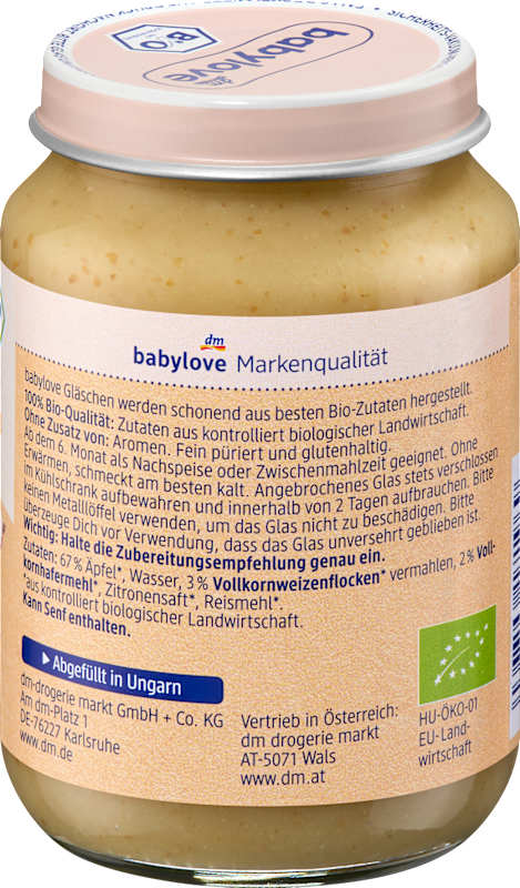 babylove fruit & céréales pomme flocons complets dès 6 mois 190 g