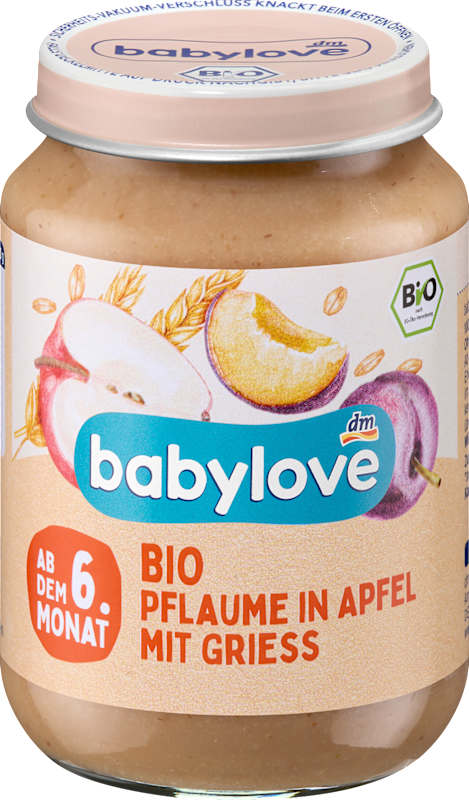babylove Fruits & céréales prune dans pomme avec semoule dès 6 mois, 190 g