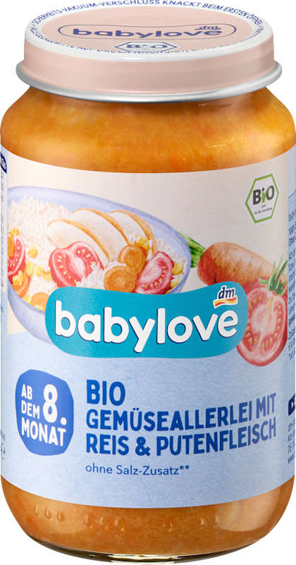 babylove Menu légumes variés au riz & dinde dès 8 mois, 220 g