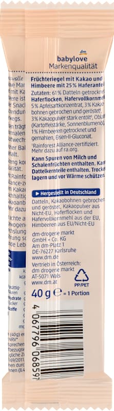 babylove Mama Barre de dattes cacao & framboise 40 g