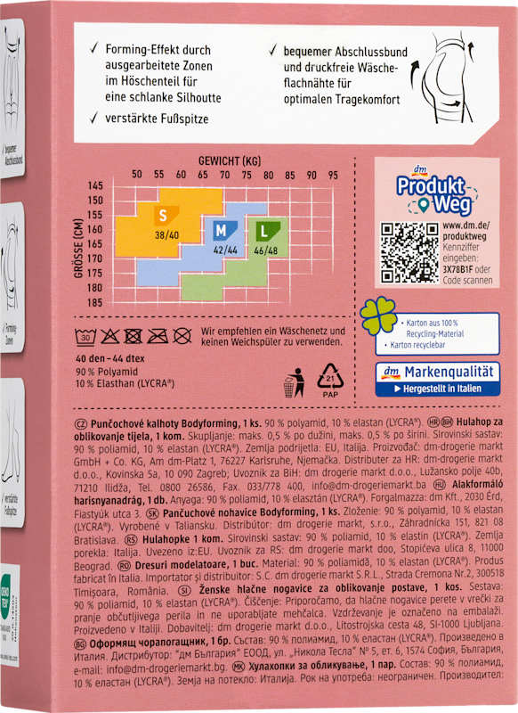 Fascino Collant gainant Body-Forming poudré, Taille 42/44, 40 deniers