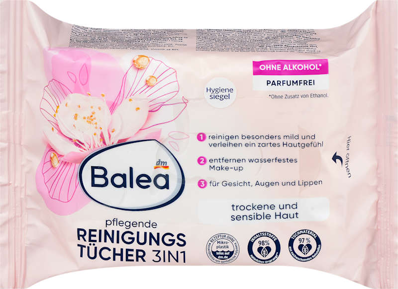 Balea Lingettes démaquillantes nourrissantes 3en1, 25 pièces