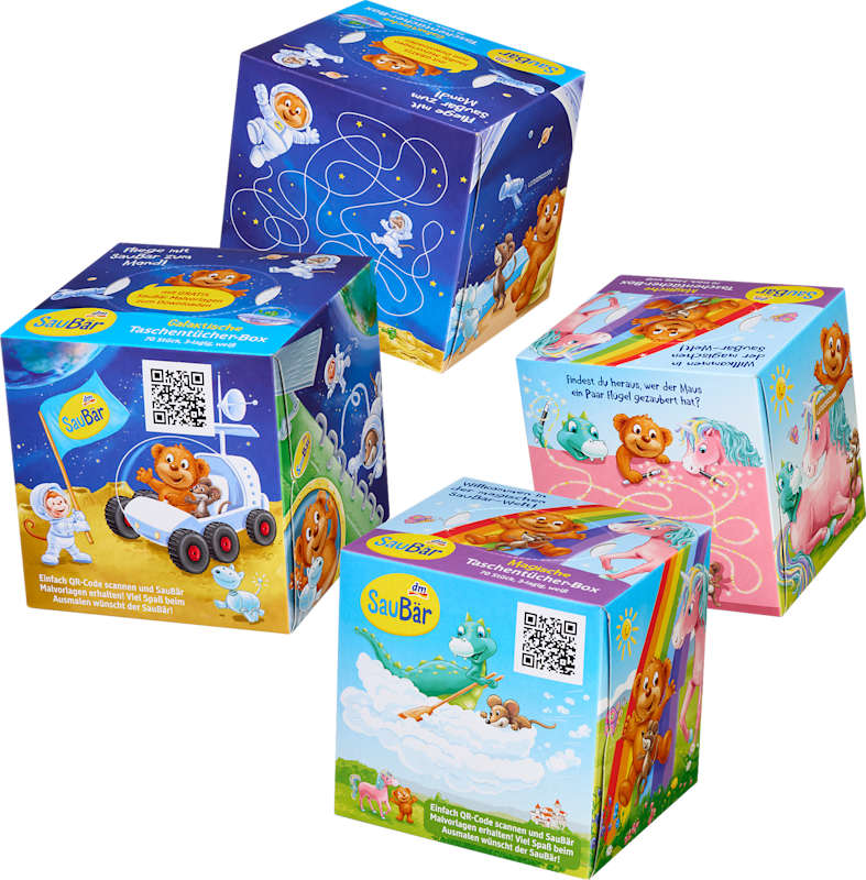 SauBär Mouchoirs enfants boîte assortie 70 pièces