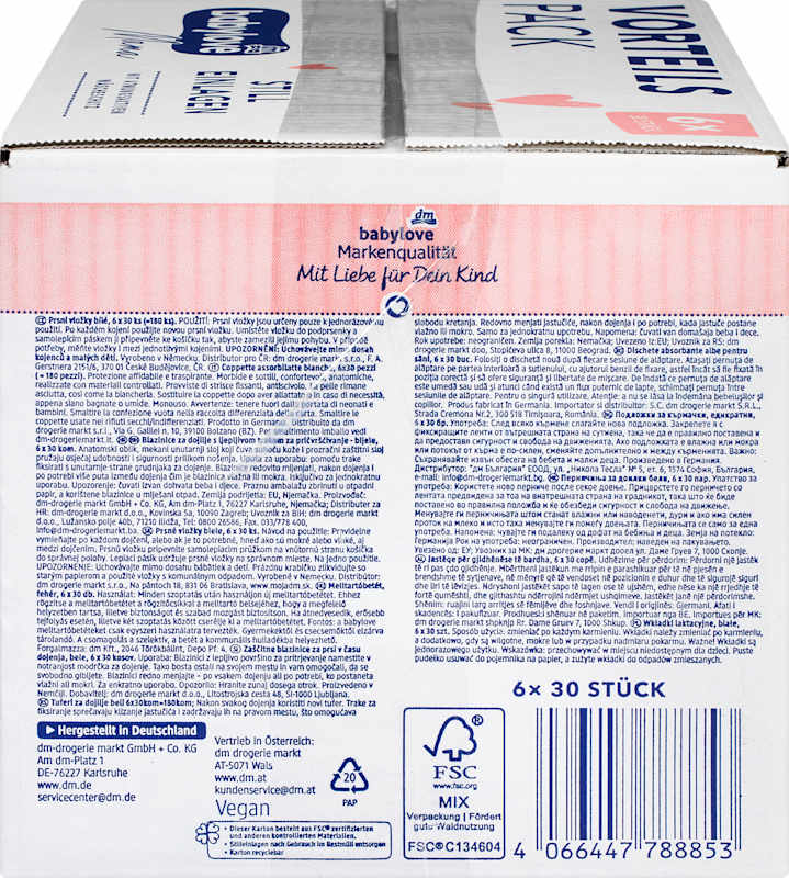 babylove Mama Coussinets d'allaitement blancs 180 pièces