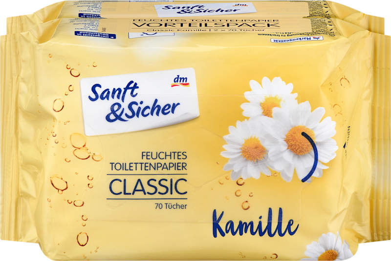 Sanft&Sicher Papier Toilette Humide Classic Camomille 2x70 pcs 140 pcs