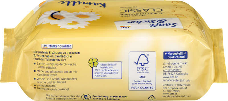 Sanft&Sicher papier toilette humide Classic camomille 70 pièces