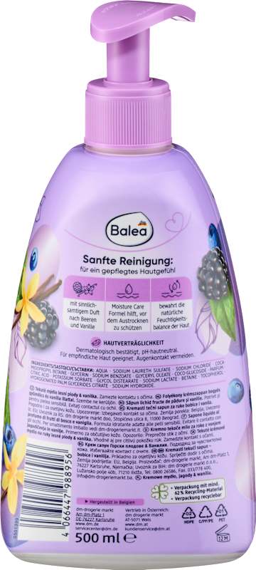 Balea Savon crème Baies & Vanille 500 ml