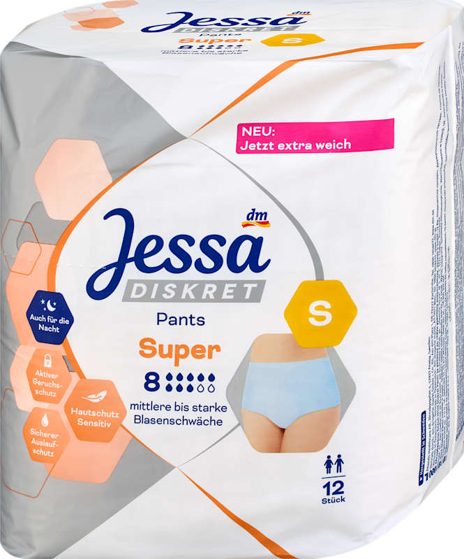 Jessa DISKRET Culotte incontinence Super taille S 12 pièces