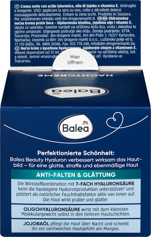 Balea Crème de nuit anti-rides Beauty Hyaluron, 50 ml