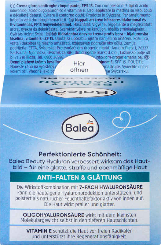 Balea Crème visage Hyaluron Beauty LSF 15 50 ml