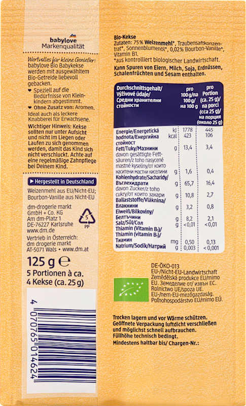 babylove Biscuits bébé vanille dès 1 an, 125 g