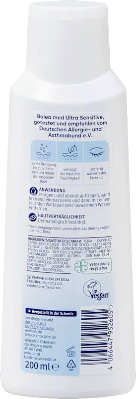 Balea med Lait nettoyant Ultra Sensitive 200 ml