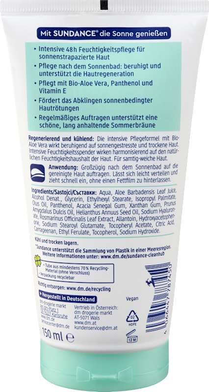SUNDANCE lotion après-soleil sensitive, 150 ml