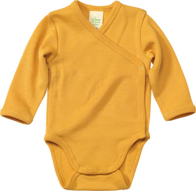 ALANA Body cache-cœur en laine bio et soie jaune, Taille 62/68