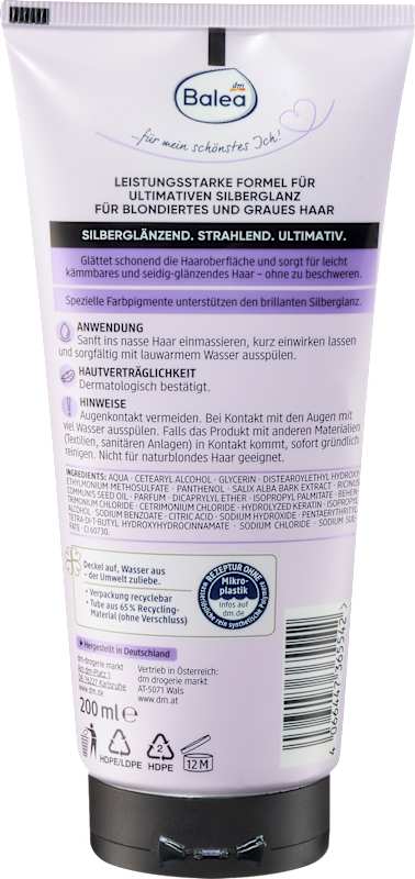 Balea PROFESSIONAL Après-shampoing éclat argenté, 200 ml