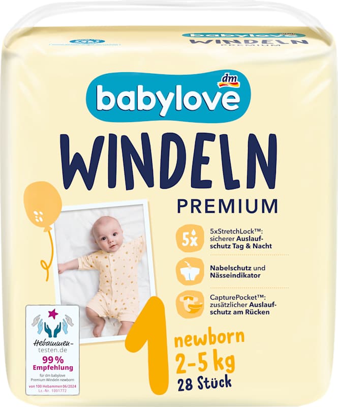 babylove Couches Premium T.1 newborn (2-5 kg) 28 pièces