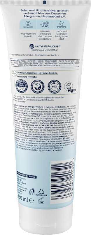 Balea med gel douche ultra sensitive, 250 ml