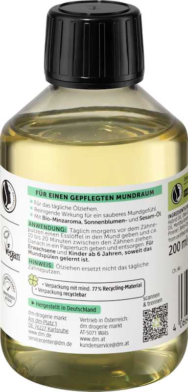 alverde NATURKOSMETIK huile de bouche menthe bio 200 ml