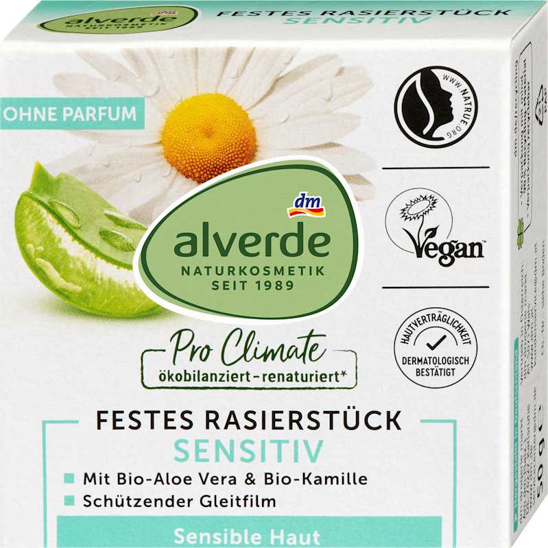 alverde NATURKOSMETIK Savon de rasage solide Aloe Vera & Camomille 50 g