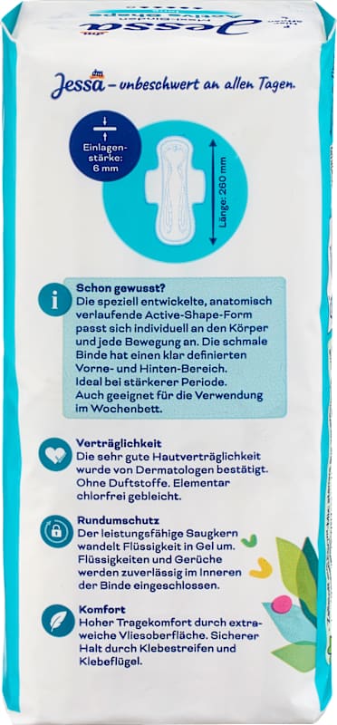 Jessa Serviettes maxi Active Shape long 12 pièces