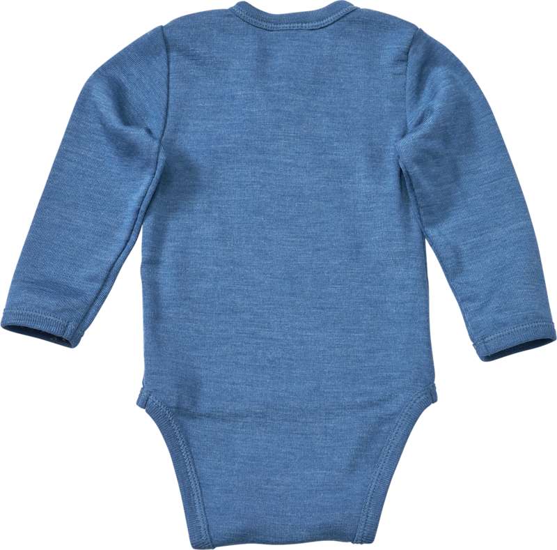 ALANA Body cache-cœur en laine bio et soie bleu, Taille 62/68