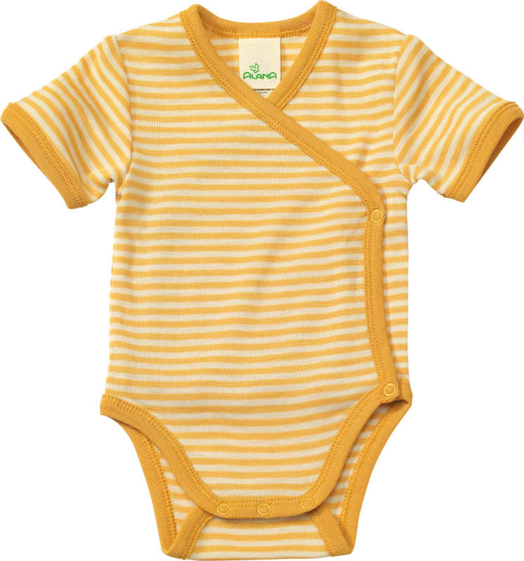ALANA Body cache-cœur en laine bio et soie jaune & blanc, Taille 50/56