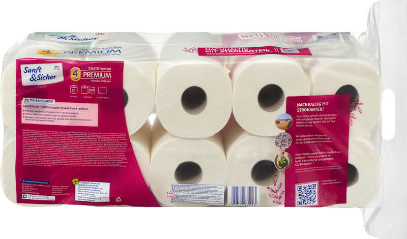 Sanft&Sicher Papier toilette Premium 4 épaisseurs (20x200 feuilles), 20 pièces