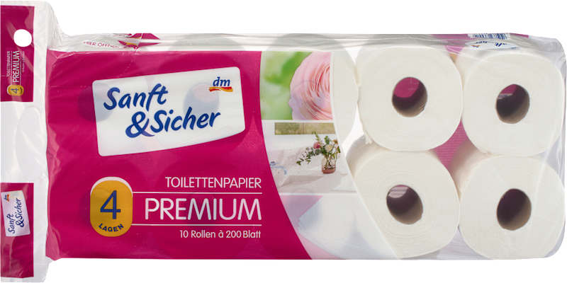 Sanft&Sicher Papier toilette Premium 4 plis 10x200 feuilles 10 pièces
