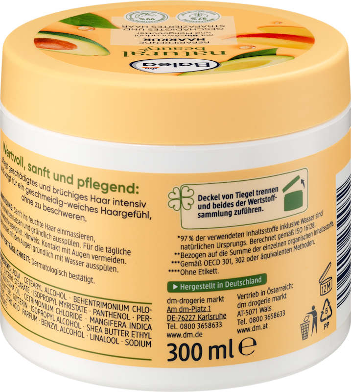 Balea Masque cheveux Natural Beauty réparateur 300 ml