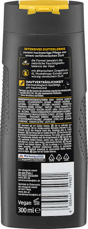 Balea MEN Gel douche Golden Intense 4en1 300 ml