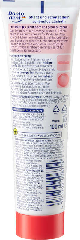 Dontodent Gel dentifrice enfants 0 à 6 ans 100 ml