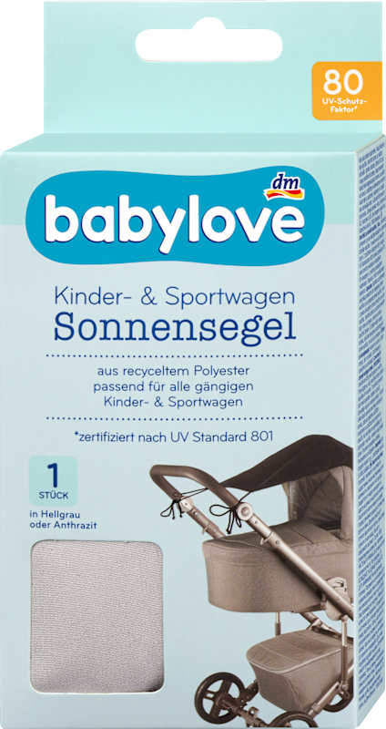 babylove Voile pare-soleil pour poussette gris clair 1 pc