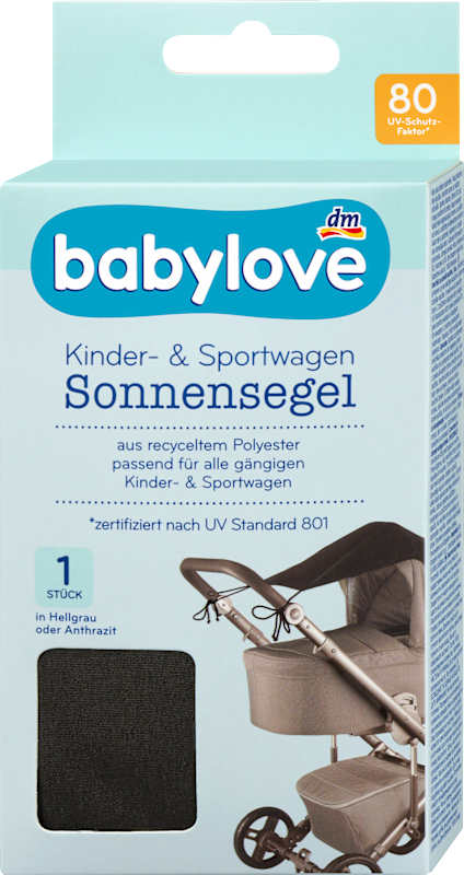 babylove Voile pare-soleil pour poussette anthracite 1 pièce